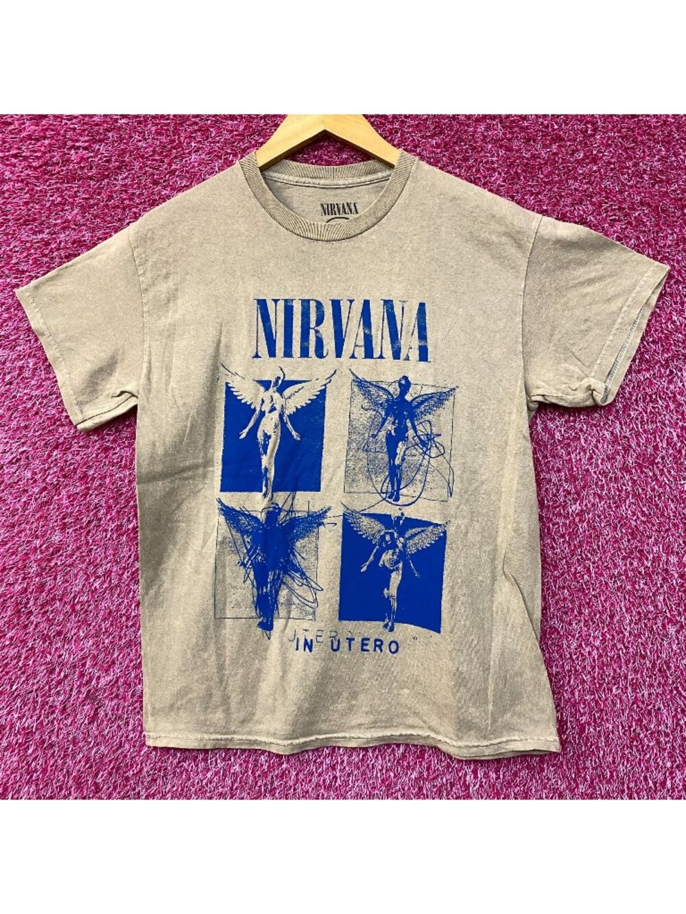 Nirvana In Utero Album Cover Pop Art Angel Grunge Band Tee Medium